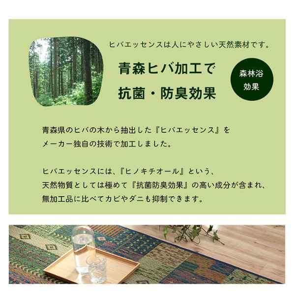 ラグ い草 ギャベ 自然素材 抗菌防臭 滑り止め不織布 約191×191cm