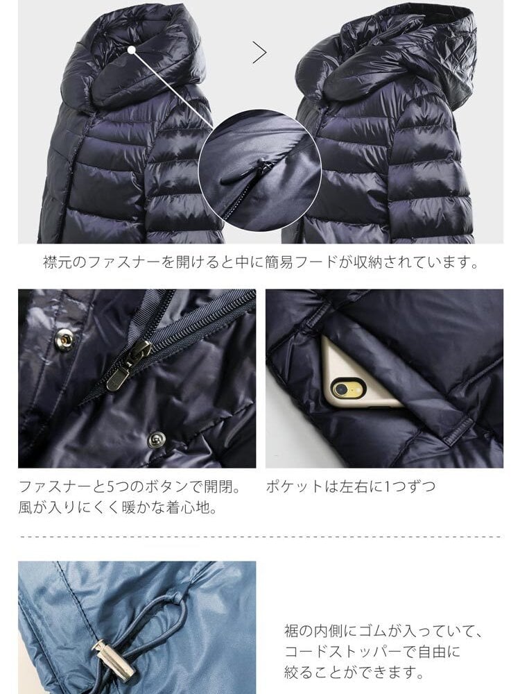 ダウンジャケット レディース ダウン90% 簡易 フード付き 軽量 きれいめ ショート 防寒 暖かい 冬 アウター ブルゾン コート ダウンコート ライトダウン 大人 30代 40代 50代 ミセス ギフト プレゼント 5F (08000187r)