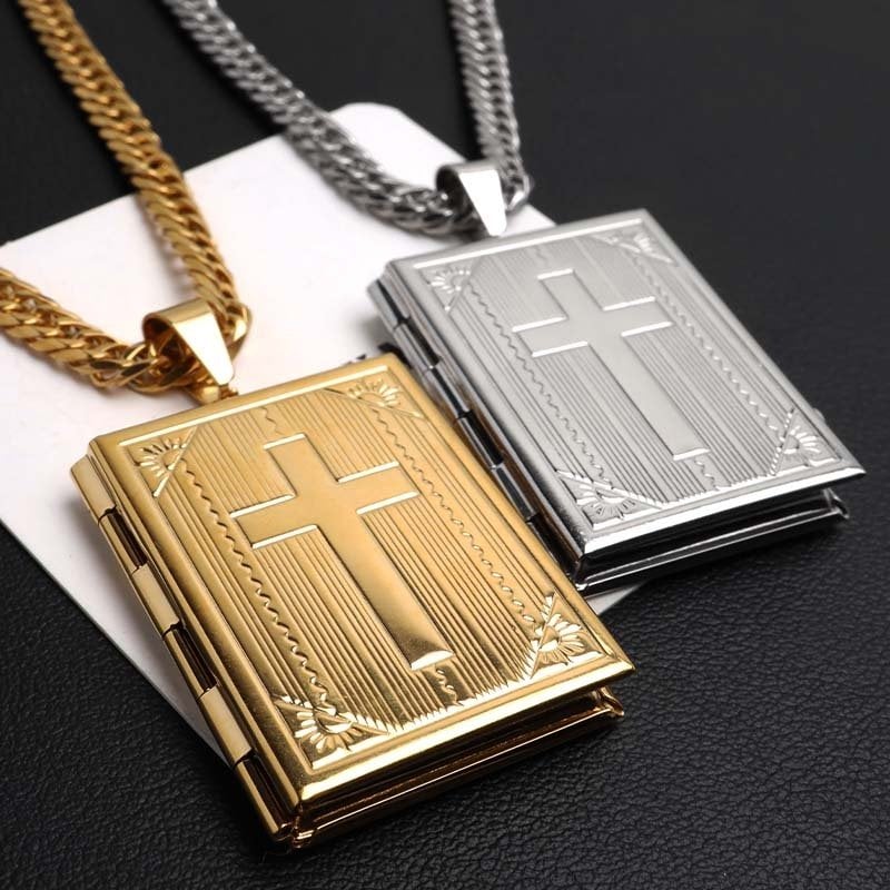 ステンレス ロケットネックレス HIPHOP ダブル喜平チェーンネックレス ロケットペンダント クロスネックレス 写真 記念 思い出 50cm 60cm ゴールドネックレス 18KGP シルバー 十字架 6面カット メンズ 男性 金属アレルギー対応