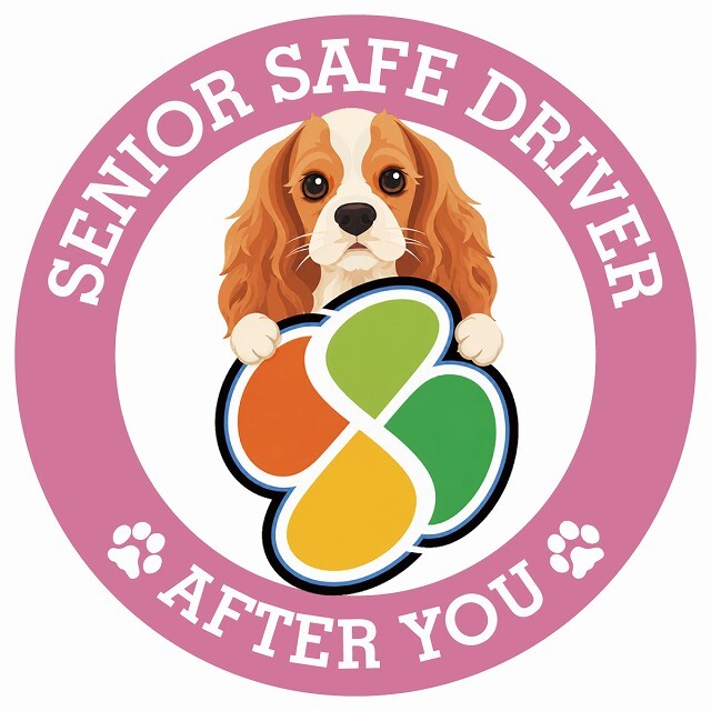 カーサイン 高齢者マーク SENIOR SAFE DRIVER イングリッシュコッカースパニエル ステッカー シール 直径13cm 肉球 日本製 車