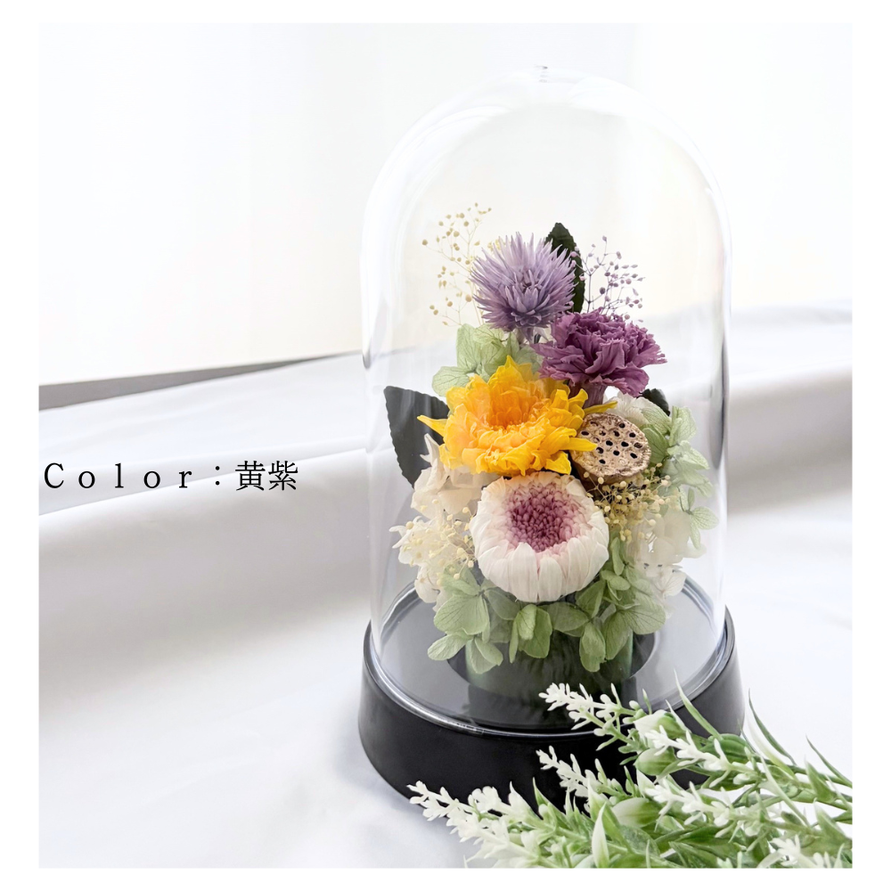 プリザーブドフラワー仏花 ～凜華（りんか）～ドーム型 輪菊 お彼岸 お盆 お仏壇 お悔み 命日 法要 新盆 初盆 法事 ドーム型 枯れない花 供養 ギフト