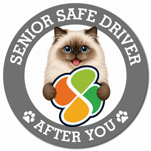 カーサイン 高齢者マーク SENIOR SAFE DRIVER ヒマラヤン マグネット 強力 直径13cm 肉球 日本製 車 ステッカー