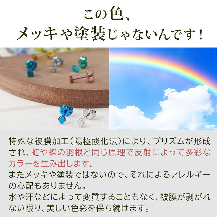 チタン ピアス つけっぱなし セカンドピアス 純チタン 菱形 ダイヤ 金属アレルギー 日本製 ポスト 軸太0.75mm 長さ10mm 全8色 全品1個ずつバラ売り 医療用 おすすめ かわいい シンプル 小さめ ミニ 極小 人気 メンズ レディース プレゼント
