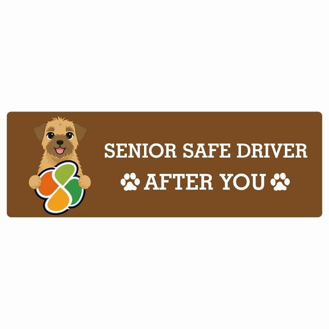 カーサイン 高齢者マーク SENIOR SAFE DRIVER ボーダーテリア ステッカー シール 長方形 15x5cm 肉球 日本製 車