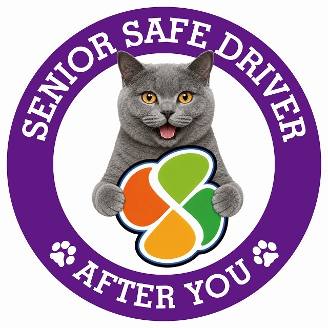 カーサイン 高齢者マーク SENIOR SAFE DRIVER シャルトリュー ステッカー シール 直径13cm 肉球 日本製 車