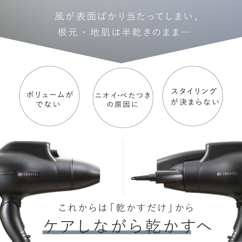 ヘアドライヤー クレイツ スパドライヤー ボリューミン CREATE ION フィンガーノズル 根元立ち上げ 根元ふんわり ボリュームアップ ペタン髪 猫っ毛 クレイツイオン マイナスイオン 1200W 軽量 ヘアケア スタイリング 美容家電 女性 母 妻 誕生日 母の日 プレゼント ギフト