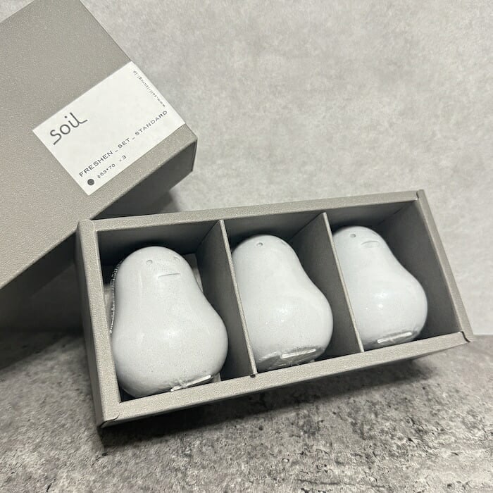 soil FRESHEN set standard 珪藻土吸湿脱臭剤 かわいい置物 自然素材 リサイクルアッシュ 炭 靴箱や玄関・クローゼットにおすすめ消臭剤ギフト