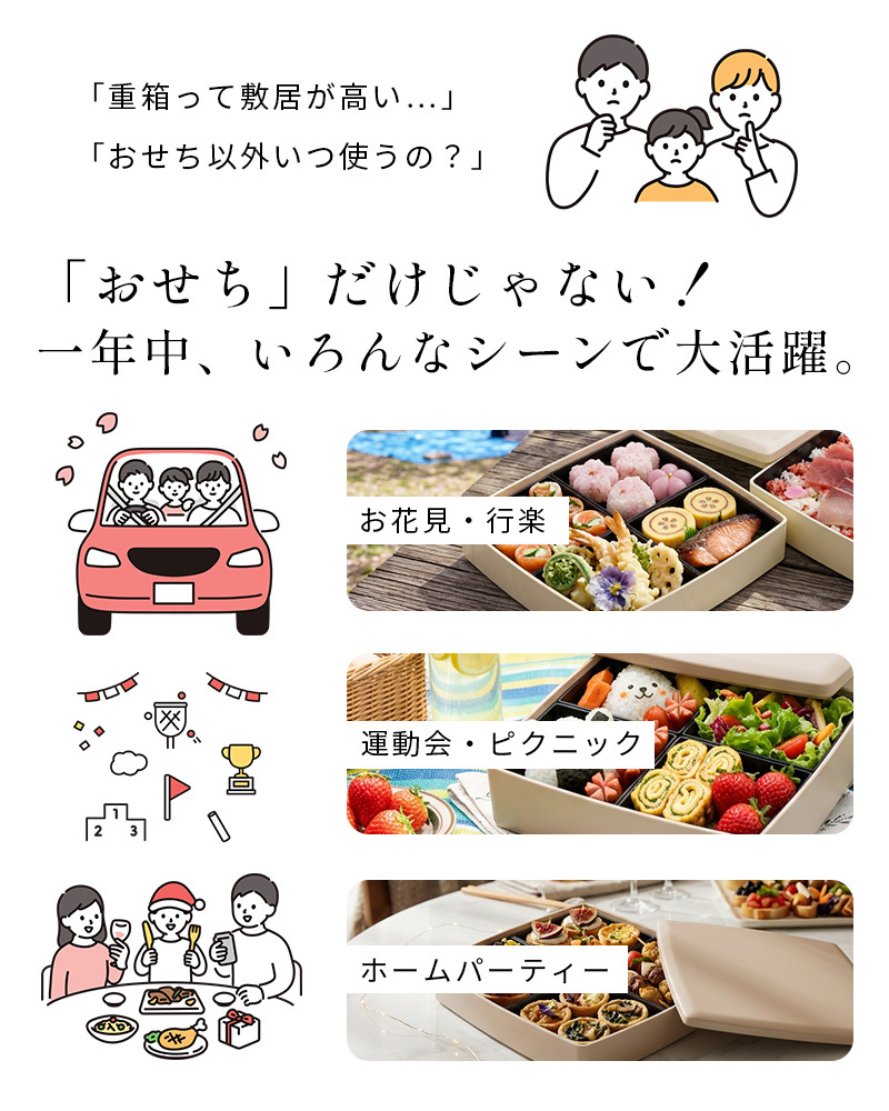 重箱 2段 おしゃれ 4～6人用 24cm角 4400ml 大型 二段重 シール蓋 仕切り1段分付 日本製 紀州漆器