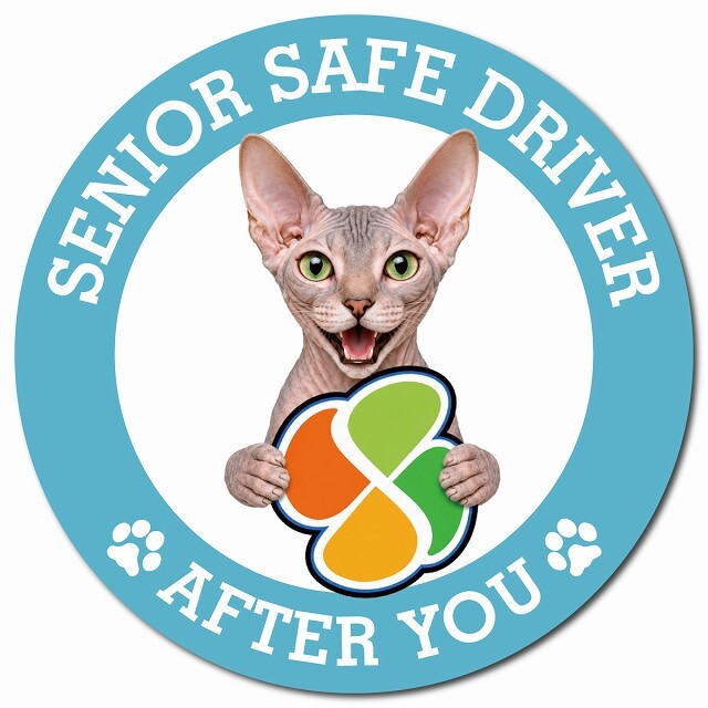 カーサイン 高齢者マーク SENIOR SAFE DRIVER ドンスコイ マグネット 強力 直径13cm 肉球 日本製 車 ステッカー