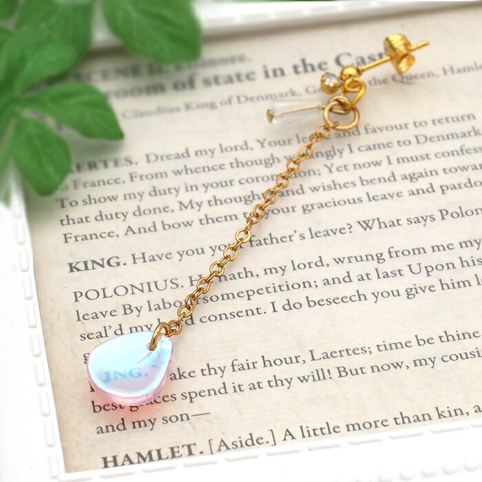 ピアス レディース 金属アレルギー対応 ステンレス 花びら キュービック かわいい 華やか チェーン ロング 揺れる