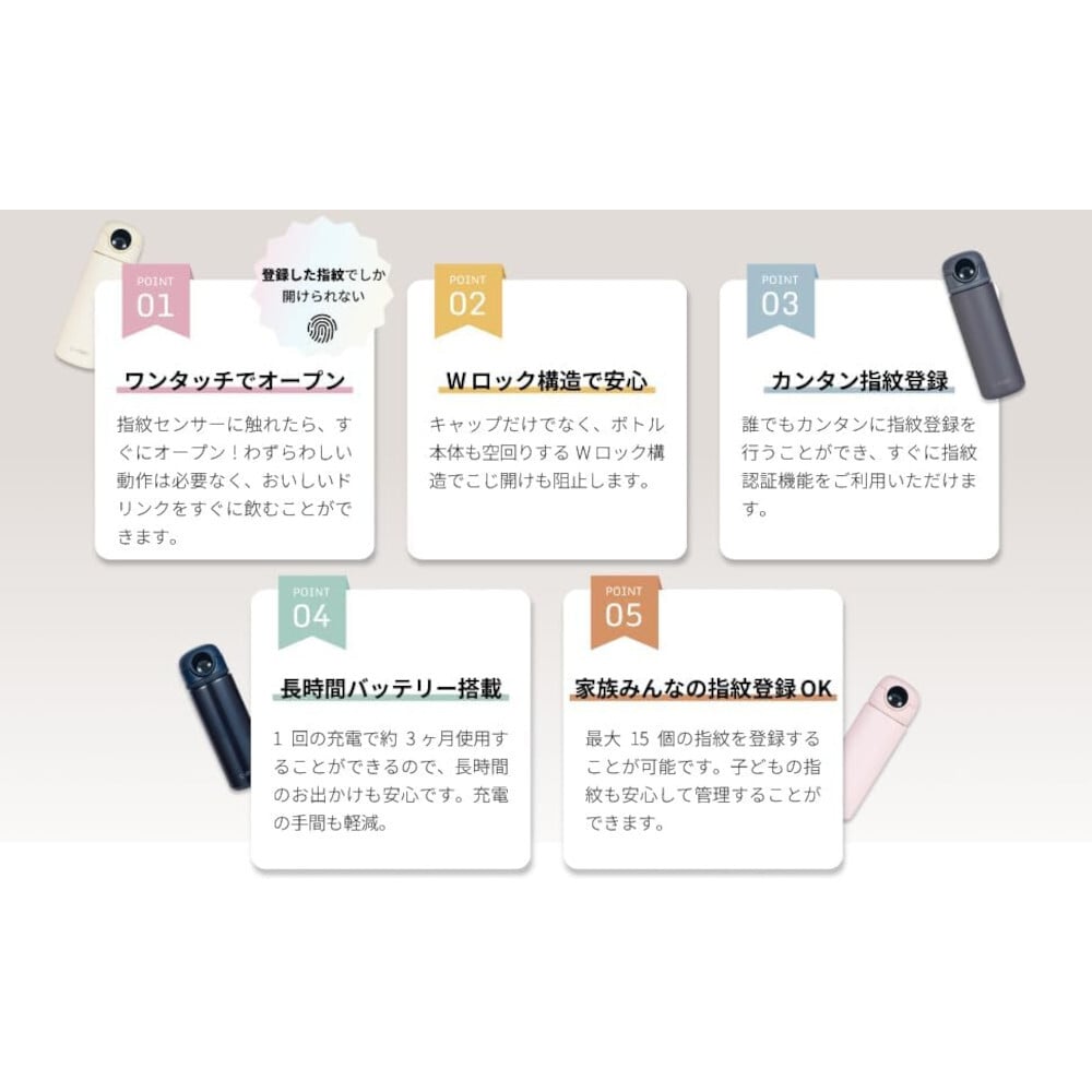 シーモン(c-mon) 指紋センサー付き真空断熱ボトル 水筒 保温保冷 スポーツドリンク対応 ステンレス ワンタッチ 1000ml ピュアホワイト【無料ラッピング】【送料無料※一部地域除く】