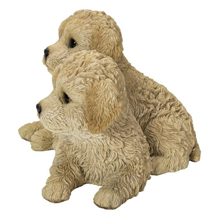 置物 犬 二匹プードル 幅20.8cm woobia ウービア いぬ リアル かわいい おしゃれ 玄関 インテリア オブジェ ガーデン トイプードル 子犬 動物 アニマル 癒し 棚 北欧 プレゼント ギフト 新築祝い 犬好き