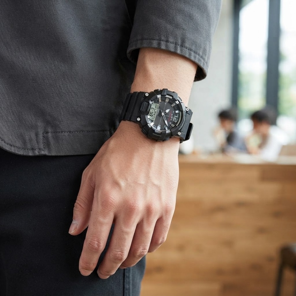 箱なし カシオ 腕時計 メンズ CASIO ブラック アナデジ 海外モデル 逆輸入 10年電池 100m防水 ワールドタイム ストップウォッチ アラーム LEDライト スポーツ アウトドア 誕生日 父の日 プレゼント ギフト 成人 卒業 入学