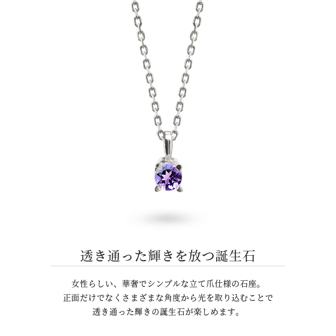 アメシスト アメジスト ネックレス シルバー925 ネックレス 2月誕生石 アメジスト 一粒 銀 チェーン 長さ選べる 40cm 45cm 50cm ギフトラッピング可能 シンプル 華奢 上品 ミリオンベル 彼女 妻 女性 レディース 誕生日 プレゼント ハロウィン 【品番：CG-SP-29051SV-2】
