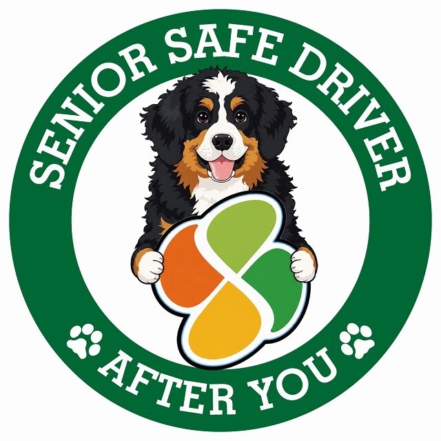 カーサイン 高齢者マーク SENIOR SAFE DRIVER バーニードゥードル ステッカー シール 直径13cm 肉球 日本製 車