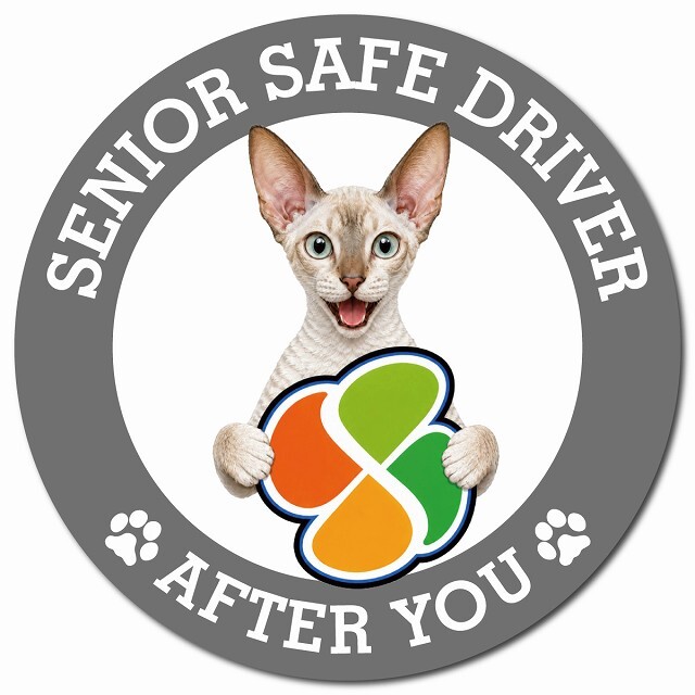 カーサイン 高齢者マーク SENIOR SAFE DRIVER コーニッシュレックス マグネット 強力 直径13cm 肉球 日本製 車 ステッカー
