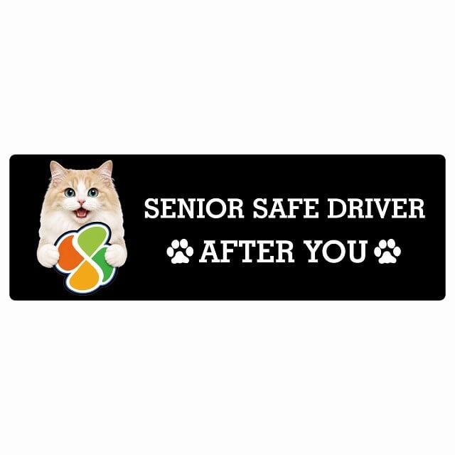 カーサイン 高齢者マーク SENIOR SAFE DRIVER ラガマフィン ステッカー シール 長方形 15x5cm 肉球 日本製 車