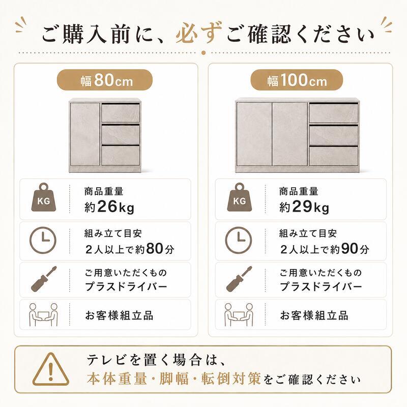 薄型 キャビネット 幅80・100cm 奥行31cm サイドボード 隠しキャスター 引き出し3段 扉収納 可動棚 大容量 リビング収納 ホワイト グレー
