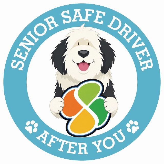 カーサイン 高齢者マーク SENIOR SAFE DRIVER オールドイングリッシュシープドッグ ステッカー シール 直径13cm 肉球 日本製 車