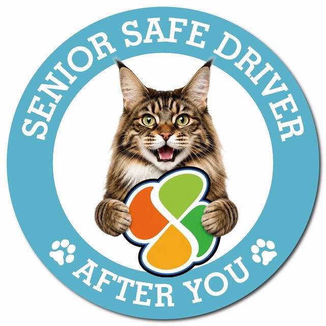 カーサイン 高齢者マーク SENIOR SAFE DRIVER メインクーン マグネット 強力 直径13cm 肉球 日本製 車 ステッカー