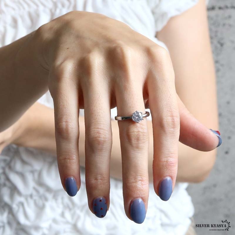 ステンレス 一粒リング 爪留め 2カラー レディース 指輪 マリッジリング ウェディングリング 結婚指輪 婚約指輪 ストーンリング ソリティア シンプル 上品 きれいめ 華奢 ブライダル セレモニー ジュエリー アクセサリー