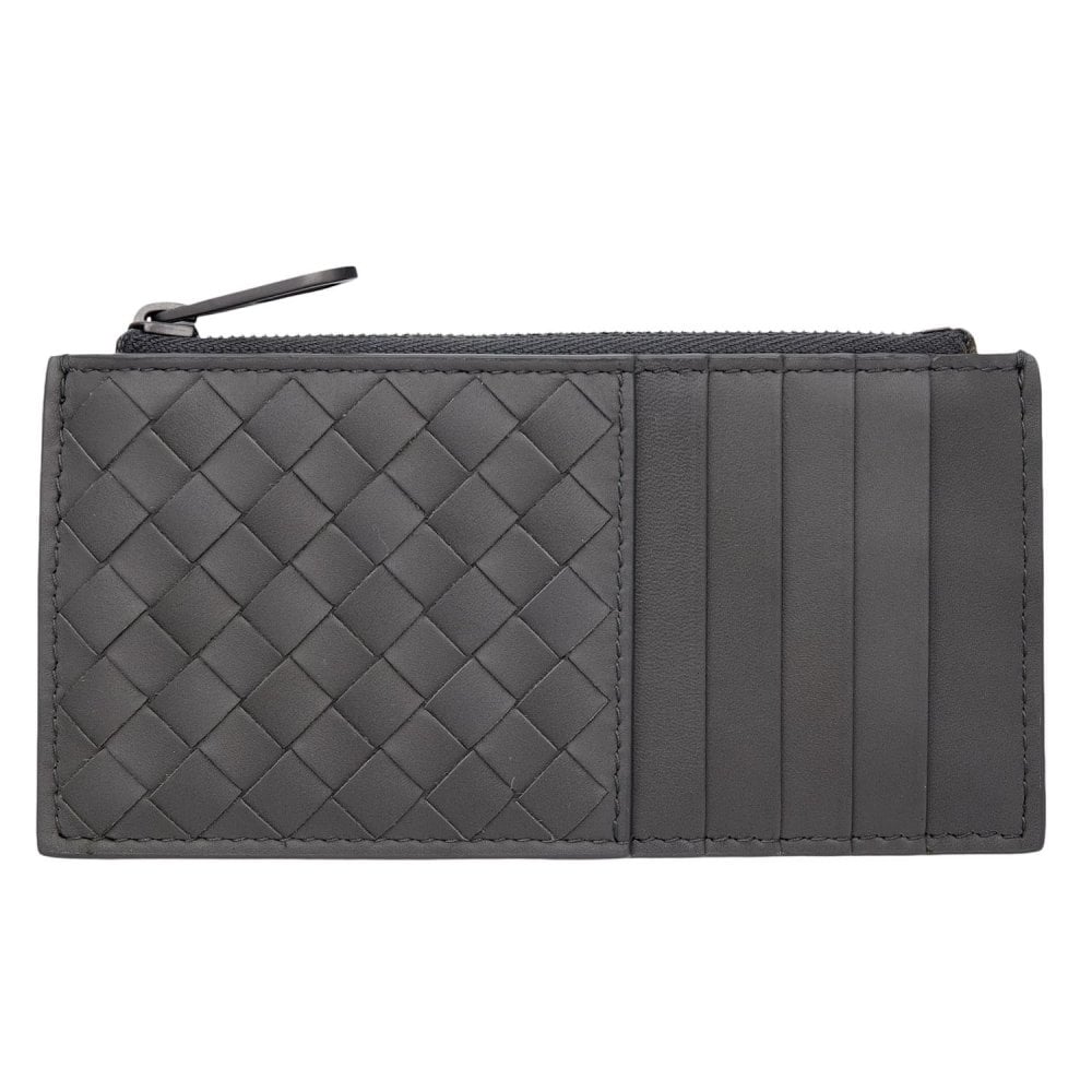 ボッテガヴェネタ BOTTEGA VENETA コインケース 小銭入れ カードケース フラグメントケース イントレチャート メンズ グレー 本革 レザー 薄型 ミニ財布 ファスナー 566430 V47W1 1428 カード5枚