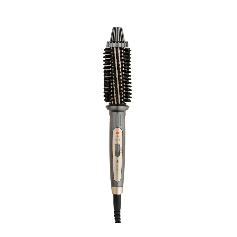 ロールブラシアイロン クレイツ ネジッタ 26mm CREATEs CIBIT-G02FG ヘアアイロン ホットブラシ ブラシアイロン カールアイロン 前髪 トップ ふんわり 内巻き 3段階温度 CAREモード 折りたたみ 軽量 コンパクト 海外対応 ポーチ付き 旅行 美容家電 女性 母 妻 誕生日 母の日 プレゼント ギフト