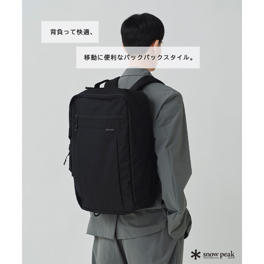 snowpeak Everyday Use 3Way Business Bag リュック 大容量 普段使い ビジネス 通勤 使いやすい レディース メンズ ギフト プレゼント ブラック ac25su401