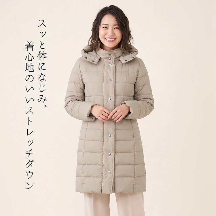 ストレッチ ダウンコート レディース ストレッチ生地 Filomo 大きいサイズ フード付き ナイロン ダウン コート ゆったり 冬 ブランド 30代 40代 50代 ミセス 母親 女性 ギフト プレゼント 5F (08000127r)