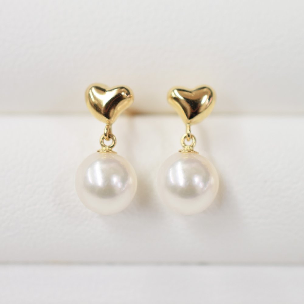 ［pearl305］ホワイトピンク 5.5mm - 6mm ハート ピアス あこや真珠 天草 熊本 日本産