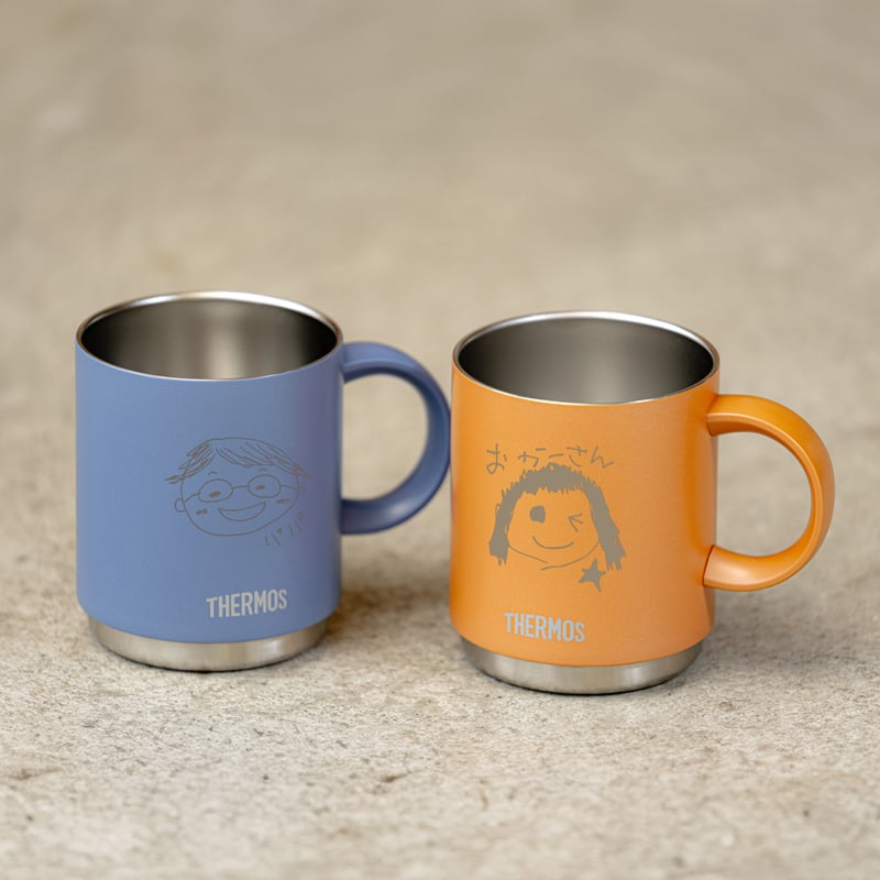 ★【手描き 似顔絵 プレゼント】マグカップ サーモス THERMOS 真空断熱マグカップ  選べるサイズ＆カラー JDS-352/452 350ml 450ml 全7色 プレゼント スタッグマグ 食洗機対応 保冷保温 二重構造 名入れタンブラー 名入れカップ オススメ