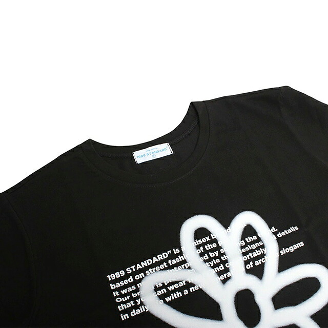1989スタンダード 1989 STANDARD Tシャツ SWSSTD-0034-BLACK レディース ブラック BW FLOWER Slim fit Tシャツ Women's Slim Fit Short-Sleeved