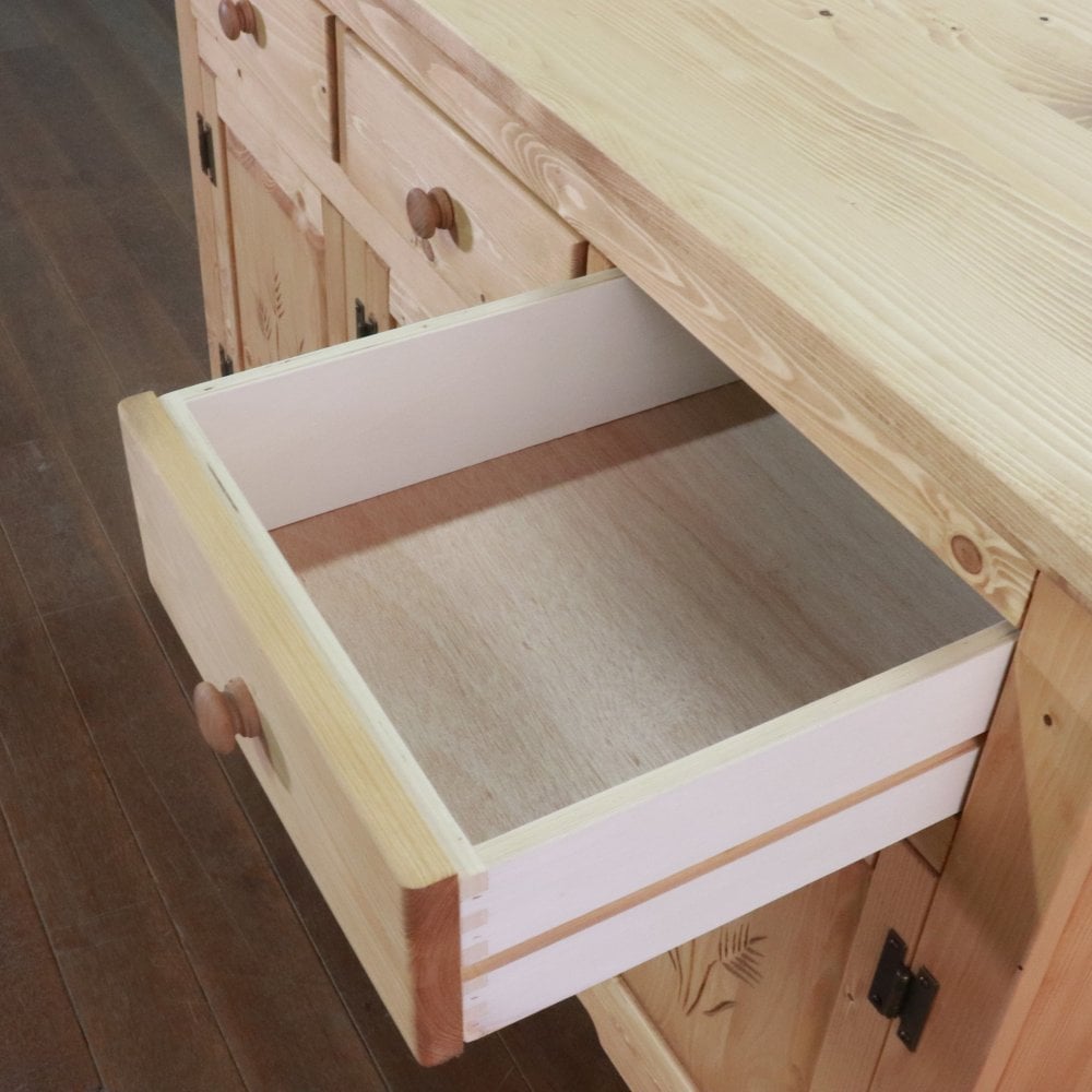 キャビネット FARMER 完成品 無垢材 パイン材 天然木 W120xD45xH90cm 収納家具 リビング収納 収納棚 ライトブラウン おしゃれ 新生活