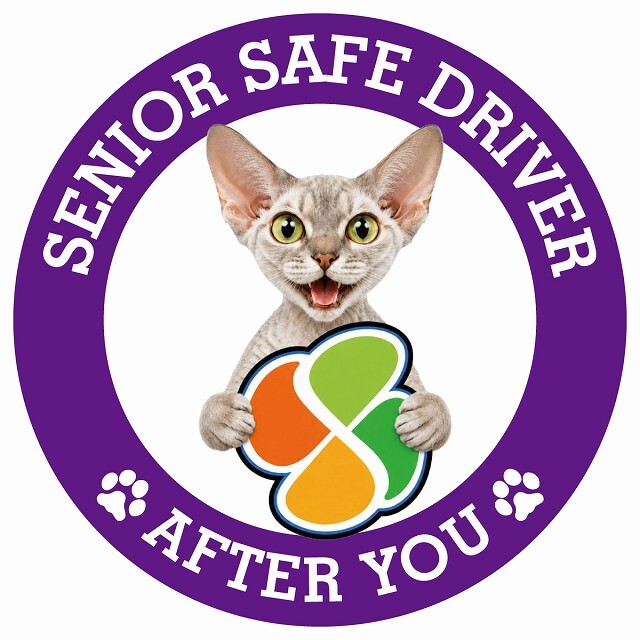 カーサイン 高齢者マーク SENIOR SAFE DRIVER デボンレックス ステッカー シール 直径13cm 肉球 日本製 車