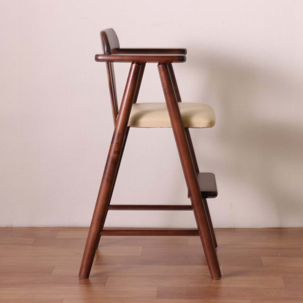 ベビーチェア 完成品 天然木 ライトブラウン・ダークブラウン W44xD44xH72.5cm・座面高49cm・足乗せ高26cm 子供椅子 キッズチェア 木製 ライトブラウン ダークブラウン おしゃれ