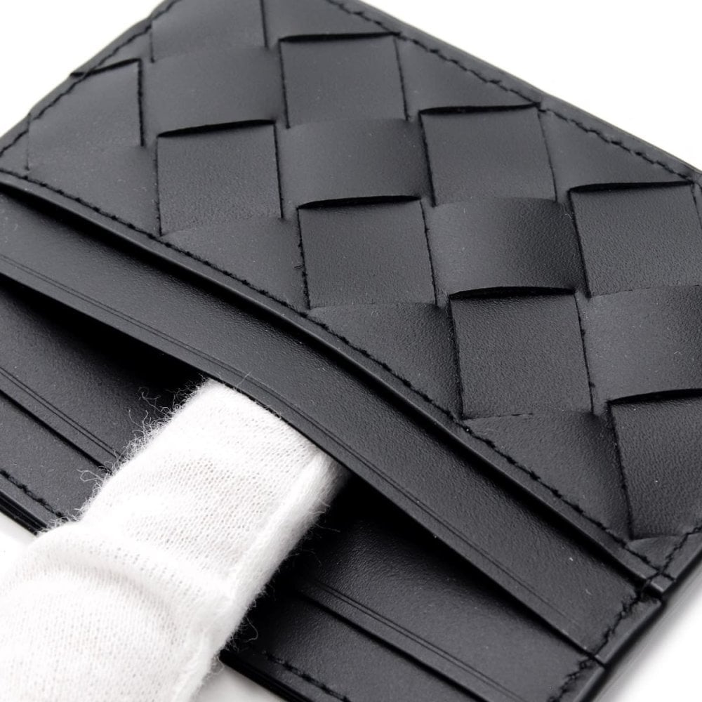 ボッテガヴェネタ BOTTEGA VENETA カードケース イントレチャート ブラック 黒 メンズ レディース 本革 カーフレザー 薄型 スリム カード入れ 6枚収納 名刺入れ カードホルダー 635057 V3US3 8803