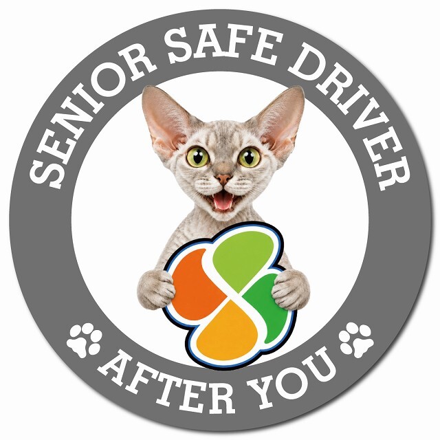 カーサイン 高齢者マーク SENIOR SAFE DRIVER デボンレックス マグネット 強力 直径13cm 肉球 日本製 車 ステッカー