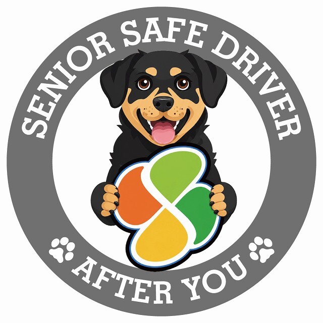 カーサイン 高齢者マーク SENIOR SAFE DRIVER ロットワイラー ステッカー シール 直径13cm 肉球 日本製 車