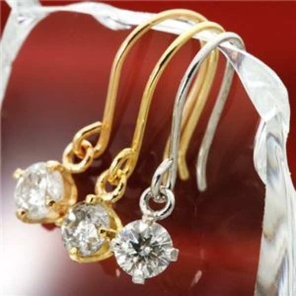 ダイヤモンドピアス 18金 ピンクゴールド K18PG フックピアス 計0.2ct レディース シンプル 揺れる ダイヤピアス 華奢 大人 上品 ギフト プレゼント 記念日
