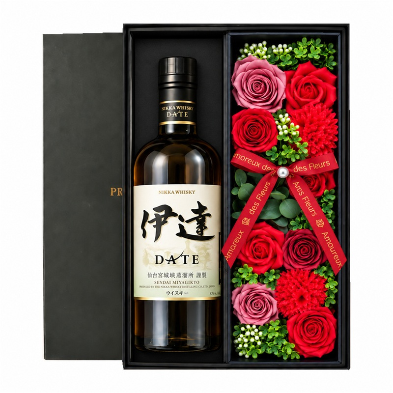 伊達 お酒 酒 ウイスキー ウィスキー ギフト プレゼント おしゃれ 珍しい ソープフラワー フラワーボックス 花 お花 定年退職 還暦祝い 退職祝い 男性 女性 お祝い 古希 喜寿 傘寿 米寿 卒寿 白寿 百寿