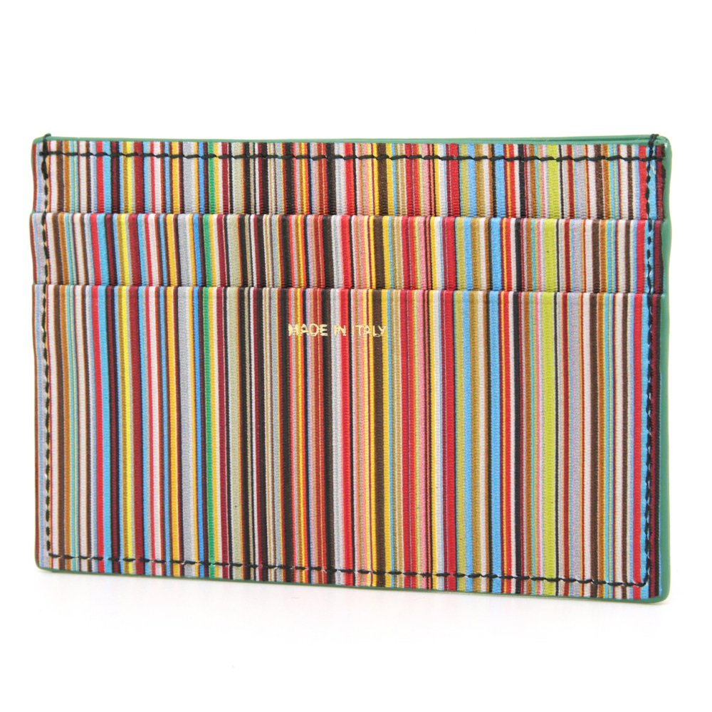 ポールスミス カードケース Paul Smith 名刺入れ カード入れ パスケース メンズ レザー コバルトグリーン マルチストライプ M1A-4768-DMULTI 30 【ラッピング無料 誕生日 お祝い プレゼント ギフト 贈り物】 送料無料