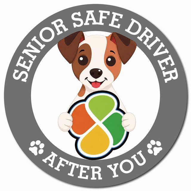 カーサイン 高齢者マーク SENIOR SAFE DRIVER ジャックラッセルテリア マグネット 強力 直径13cm 肉球 日本製 車 ステッカー