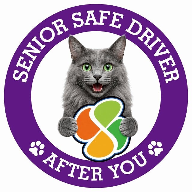 カーサイン 高齢者マーク SENIOR SAFE DRIVER ネベロング ステッカー シール 直径13cm 肉球 日本製 車