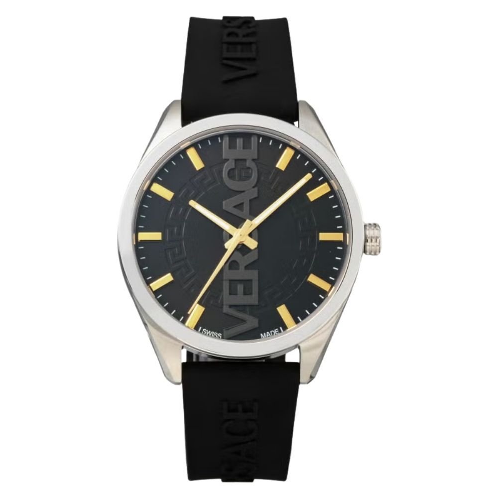 ヴェルサーチェ 腕時計 メンズ ブラック シルバー ゴールド 42mm VERSACE V-VERTICAL シリコンベルト スイス製 メンズ腕時計 軽量 ブランド おしゃれ プレゼント ギフト 卒業 入学 お祝い