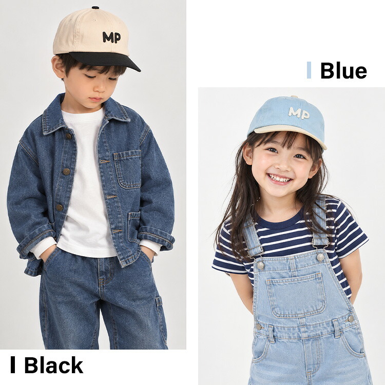 キッズ キャップ Manhattan Portage マンハッタンポーテージ 2トーンワッペンキャップ MP388 女の子 男の子 子供 帽子 54cm 手洗いOK サイズ調整可能 小学生 幼稚園 保育園 年中 年長 おしゃれ かわいい シンプル 熱中症 紫外線対策 日除け 綿100% ブラック ブルー ピンク