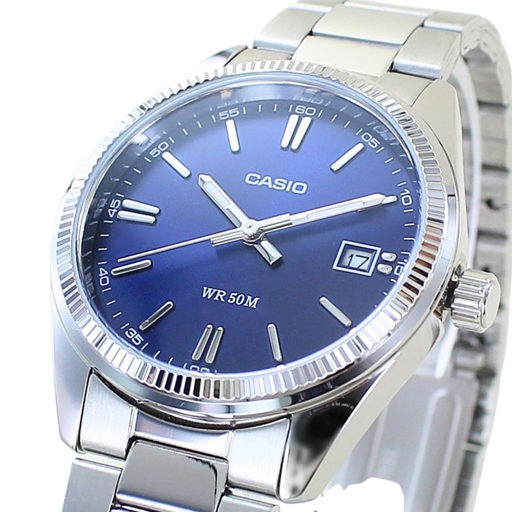 箱なし カシオ 腕時計 メンズ レディース シルバー ブルー ネイビーブルー ユニセックス CASIO 海外モデル 日付表示 50m防水 プレゼント ギフト 成人 卒業 入学