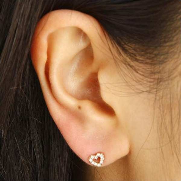 ピアス レディース ピンクゴールド ハート パヴェ ダイヤモンド 20石 10金 K10 ダイヤピアス アクセサリー ジュエリー ギフト プレゼント 誕生日 記念日