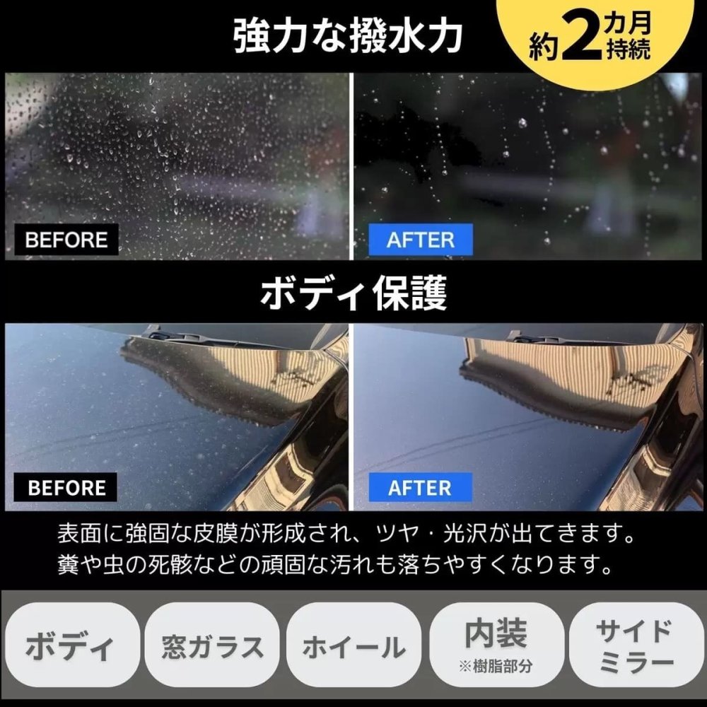 EK-ZERO 最速洗車セット 500ml 専用クロス付 水なしで簡単に洗車＆コーティングが完了。汚れ落とし・撥水・艶出し効果で約2か月ボディを保護。自転車やバイクにも使える時短 メンテナンス剤【特許取得】安心の日本製 #73142