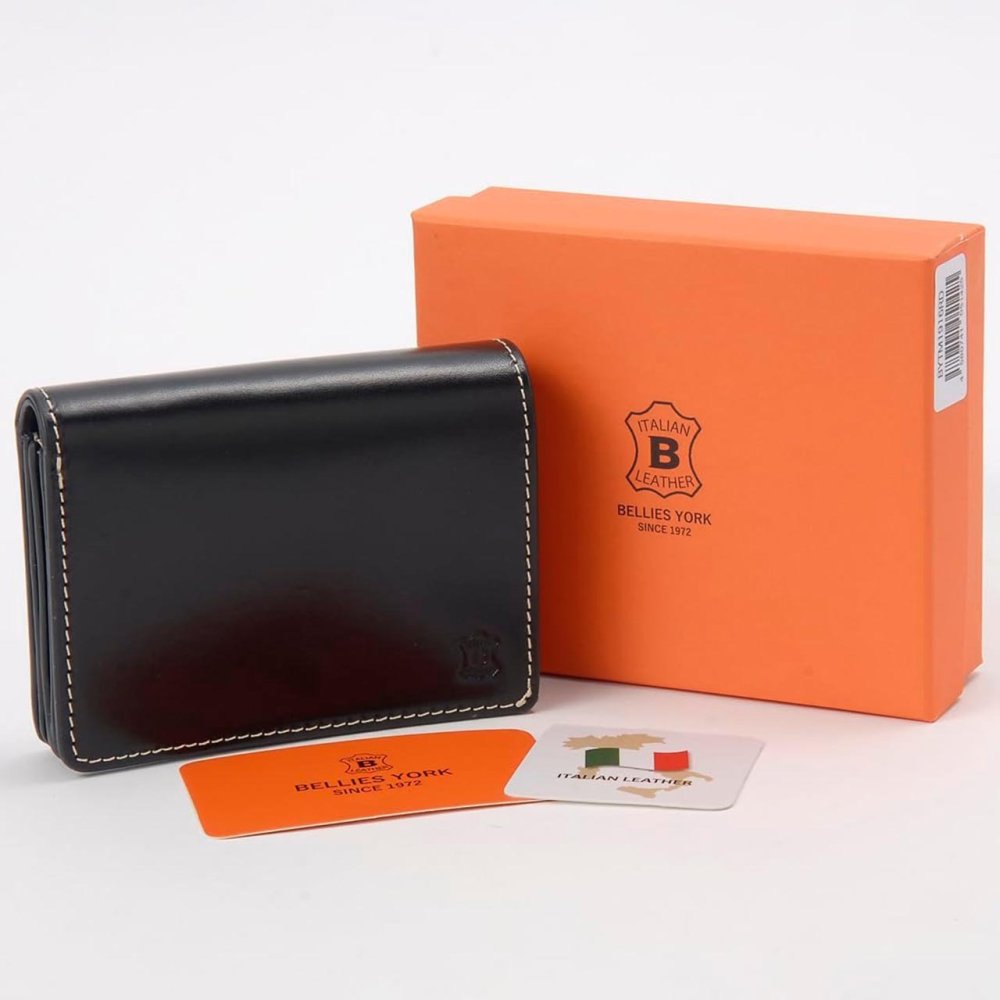 ベリーズヨーク　BELLIES YORK　コンパクト財布　二つ折り財布　BYTM1916BK　ブラック　黒色　ベジタブルタンニン　イタリアンレザー　牛革　”エイジングを楽しむ革小物”