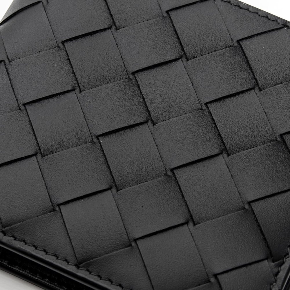 ボッテガヴェネタ BOTTEGA VENETA 二つ折り財布 メンズ レディース イントレチャート 本革 レザー ブラック 黒 小銭入れ付き カード4枚 札入れ コンパクト財布 749412 V3US1 8803